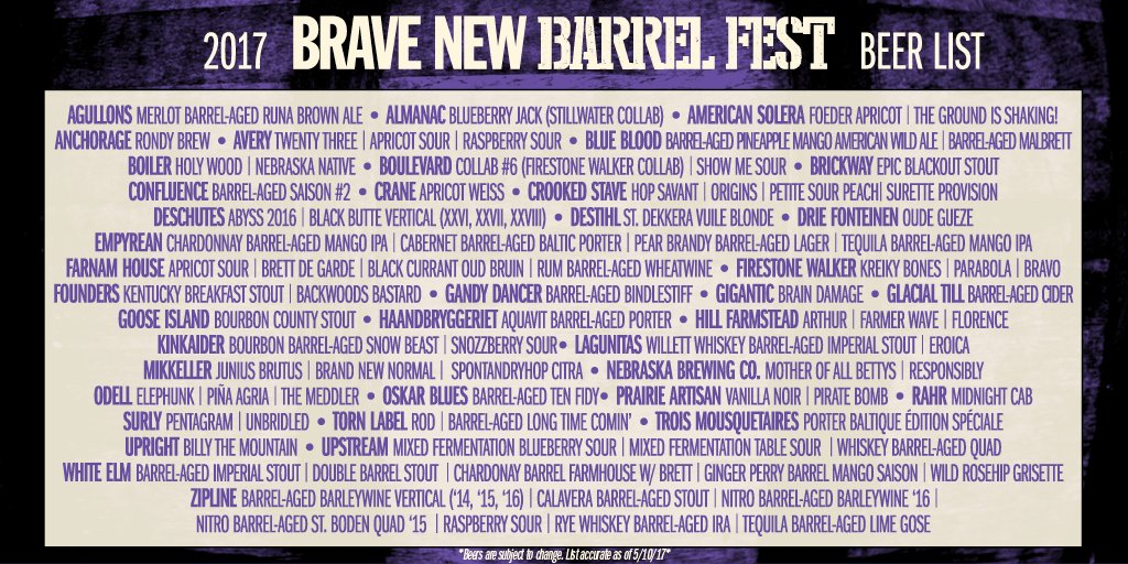 BraveBarrelFest's tweet photo. Updated Beer List! Get your tickets today: https://t.co/mBi9AKPKKN https://t.co/FzF8Xv54un