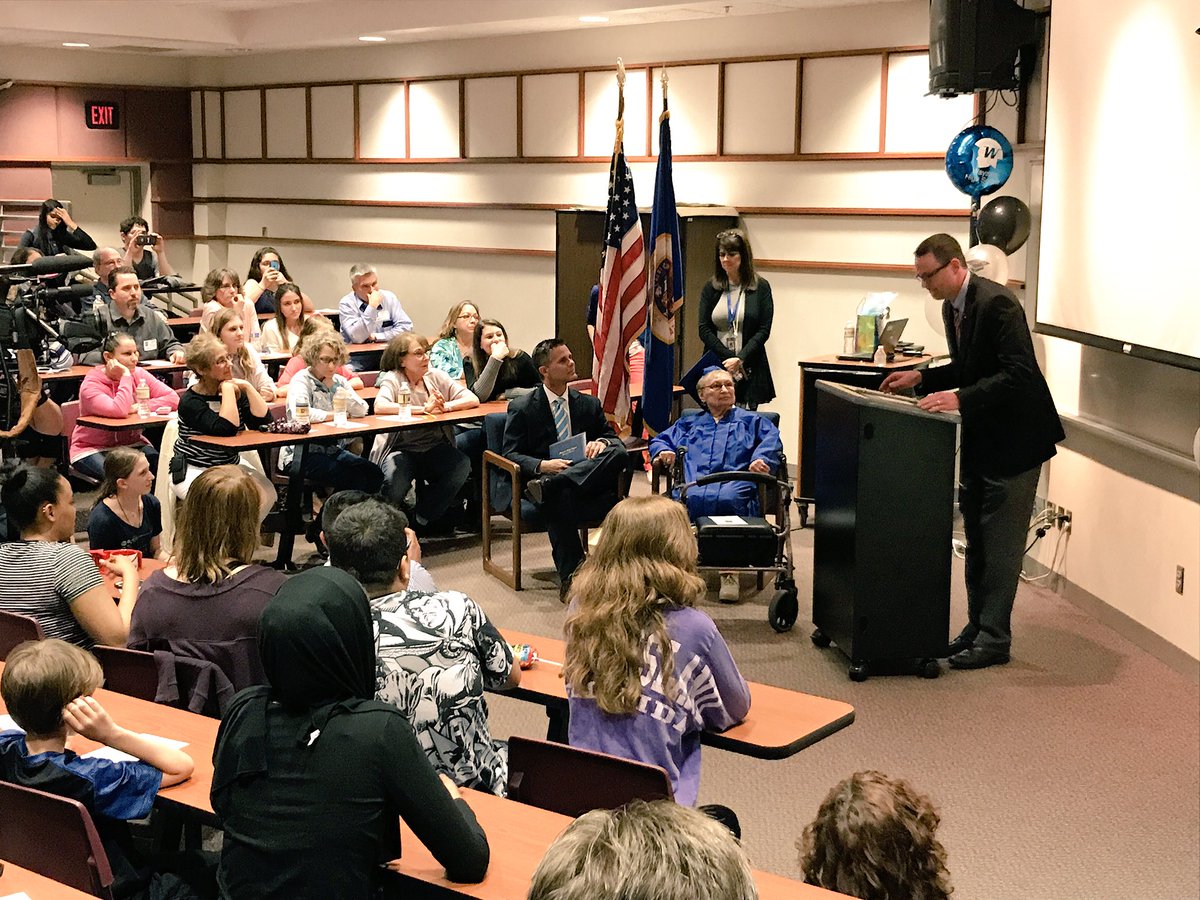 WayzataHS's tweet image. Honorary graduation ceremony for Esther Reichert Begam #trojanpride