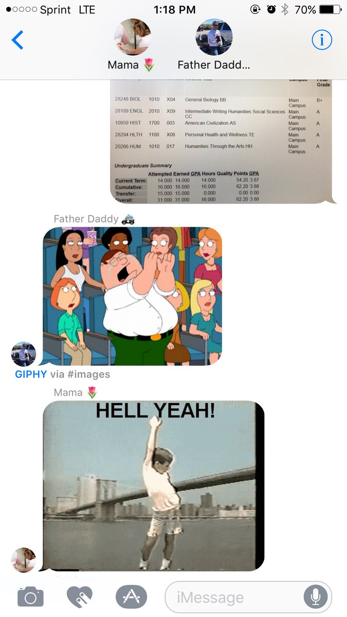 wildflowerhails's tweet photo. When I send my parents my final grades 😂 #UVUStudent #SpringSemester2017 https://t.co/yIQbFnwuW4