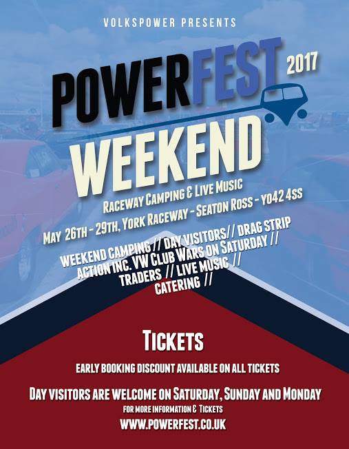 VolkspowerPaul's tweet photo. Powerfest 26 - 29 May @YorkRaceway - Traders, live music, kids stuff and more -  campers and day visitors welcome.  Get the picture!!?!! https://t.co/Y2Qy65QOjo