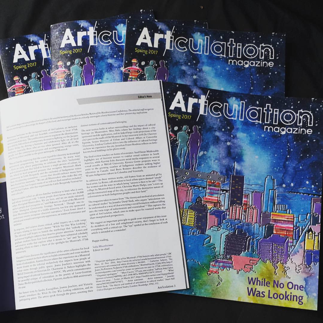 sofsilvamtl's tweet photo. #Articulation is a bilingual magazine featuring articles by #Montreal #gradstudents in response to #MTL375. #WNOWL https://t.co/11rnNsJsLl https://t.co/CgEubtowMF