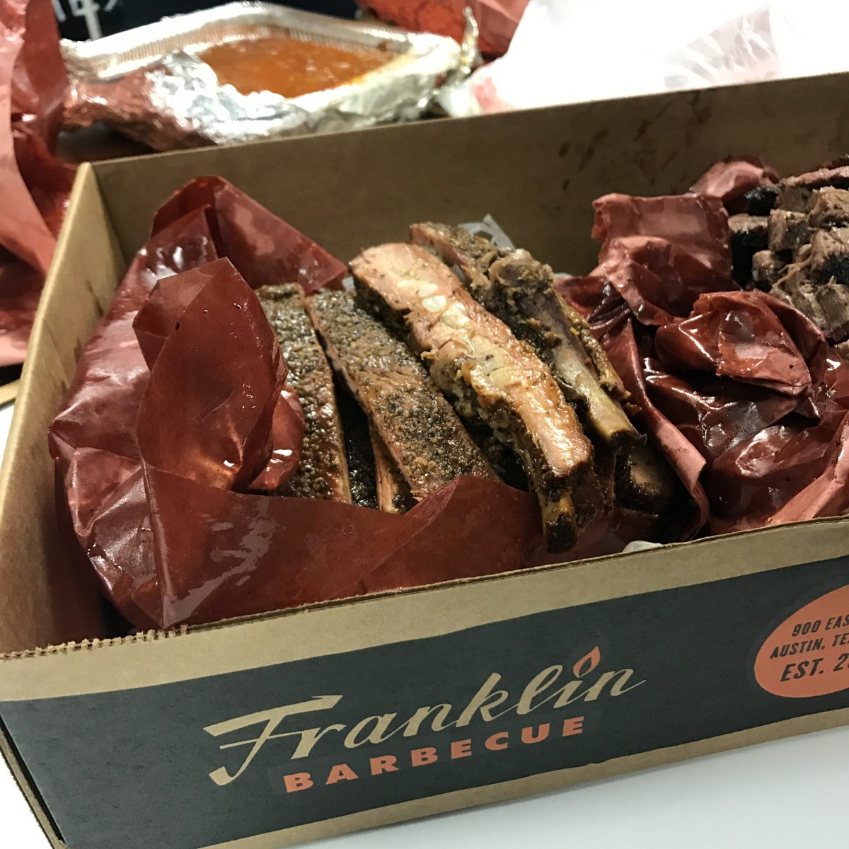 markabrinton's tweet photo. Incredible BBQ for lunch today at #magentoatx office from @FranklinBbq. Shout out to @brpressley for organizing! #magento #bbq https://t.co/xm8TpTT9qW