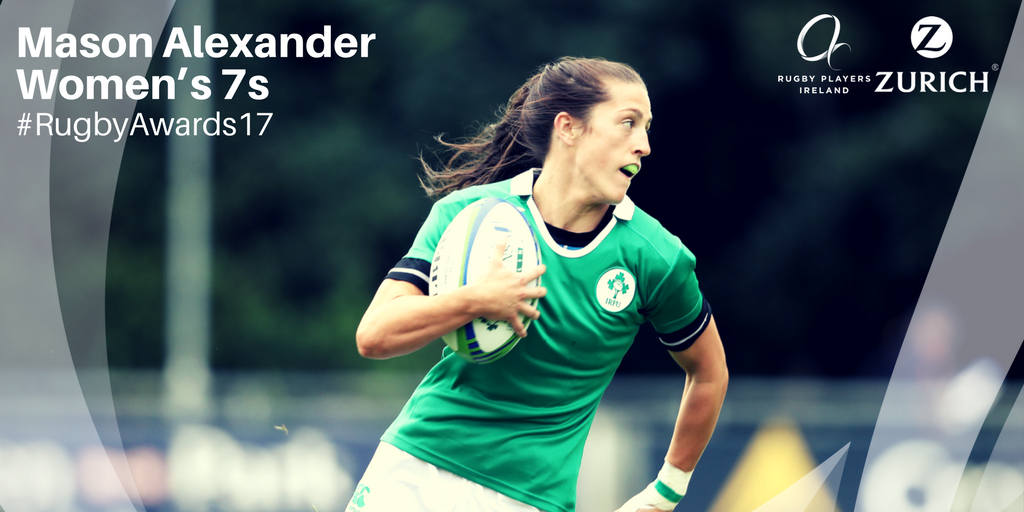 RugbyPlayersIRE's tweet photo. The @MasonAlexander Women’s 7s Player of the Year is Amee-Leigh Murphy Crowe (@ameeleigh95). #RugbyAwards17 https://t.co/8xHcBU0dK6