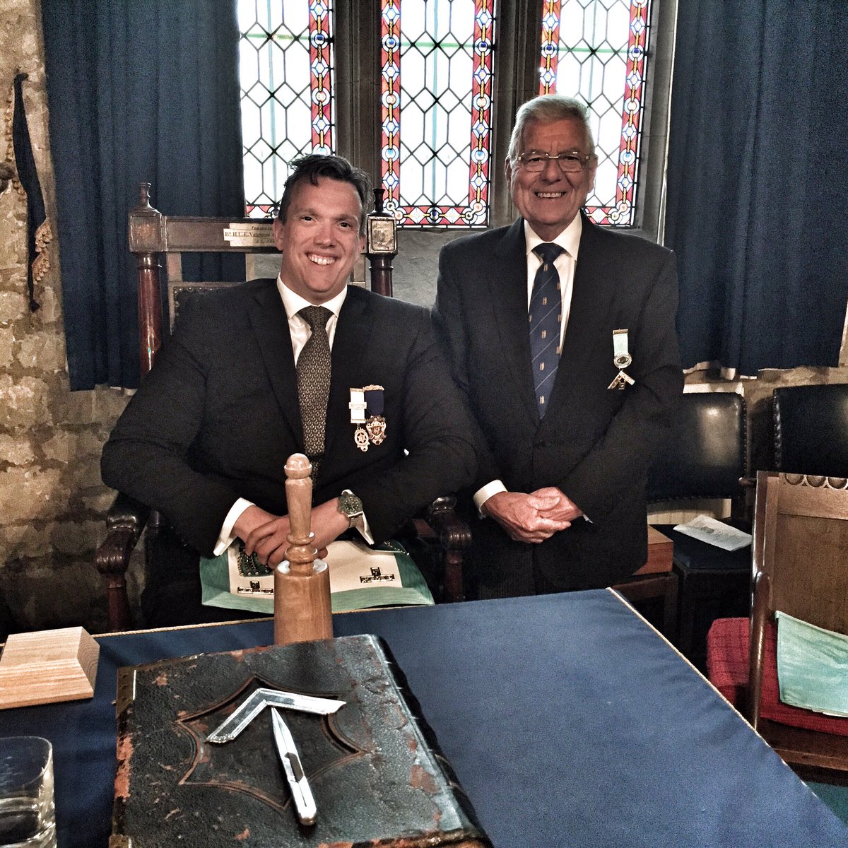 Full house at the Installation of W Bro Matt by W Bro John. Great festive board too, we'll need a bigger refectory next meeting!