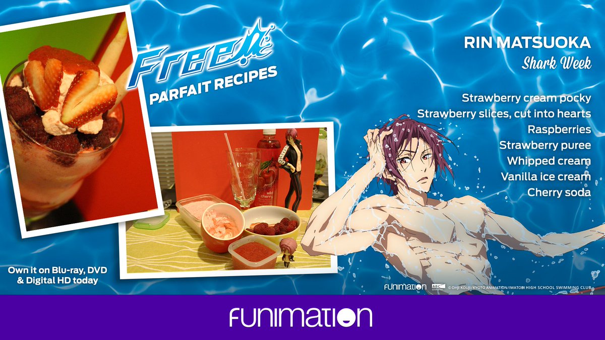Funimation's tweet photo. We have even MORE #Free! parfait recipes, based on Nagisa, Rei, and Rin! 

If you make your own versions, we'd love to see them! Dig in! ✨ https://t.co/dqainwrFJw