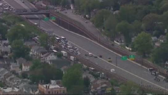 ABC7NYNewsDesk's tweet photo. This is what Route 3 looks like in Rutherford because of the truck fire and the motorcycle crash. #COMMUTERALERT #newscopter7 https://t.co/A4LXVNCuCc