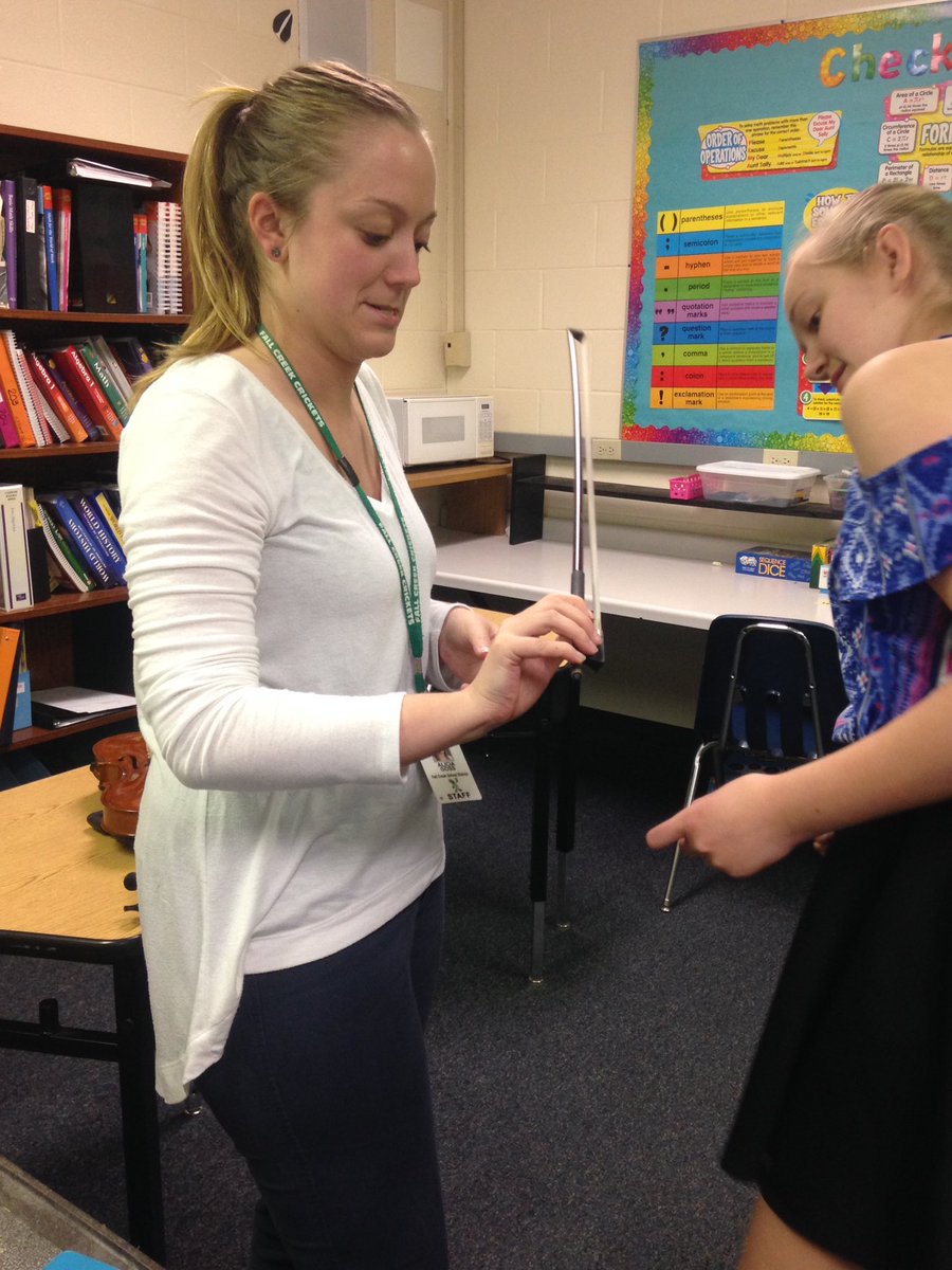 Shoutout to Kaitlyn for teaching me how to play violin today! #kidswhoteach #rockstar #gocrickets #studentsteachitbest!