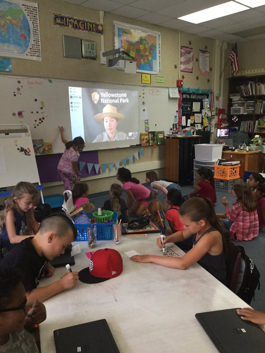SmartKidsTweet's tweet photo. We're Skyping LIVE with Ranger Heather in Yellowstone National Park!! #thirdgrade #yellowstone #virtualfieldtrip @MicrosoftEDU @BCSDBRAVES https://t.co/oKrnFWkpr3