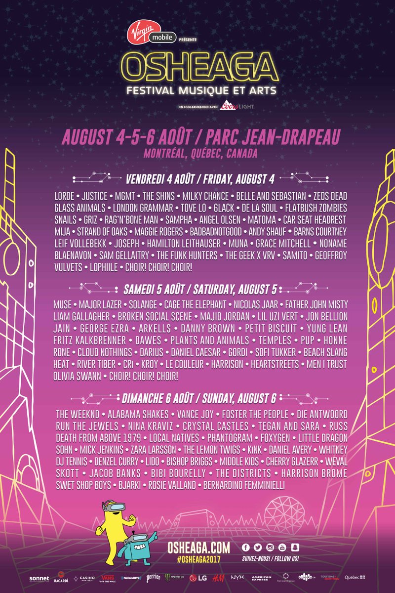 Changement/Change <a href="/FuckingHeat/">Heat</a> joueront samedi / will play on Saturday | <a href="/SwetShopBoys/">Swet Shop Boys</a> joueront dimanche / will play on Sunday #Osheaga2017