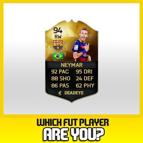 Yo sería Neymar.  Descubre que jugador serías: goo.gl/Rh9tEo