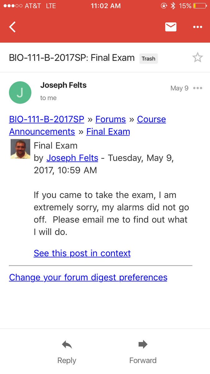 cl7494's tweet photo. My entire BIO 111 course summed up in one email https://t.co/GWtsd76Jmd