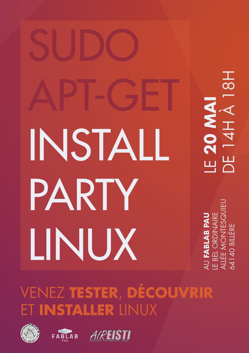 fablabpau's tweet image. Venez tester et/ou installer linux avec nous, @lug_paulla et @AIR_EISTI
On compte sur vous et on se voit le 20 mai ;)
