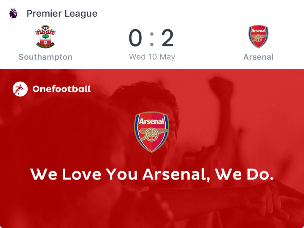 raloby's tweet image. I am cheering for Arsenal against Southampton. 1.ftb.al/zNTc/KCwJOraJ2C #Onefootball