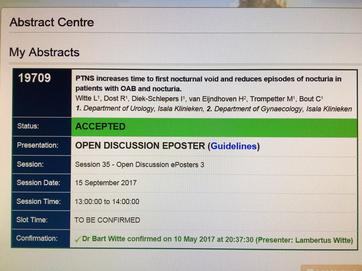 BartWitteUro's tweet photo. Our study is accepted for open discussion eposter #ICS2017 #Florence https://t.co/QxfmBPvdgl