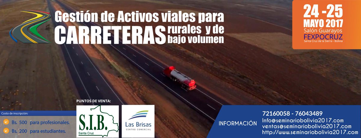 CarreteraRural's tweet photo. Faltan pocos días para el Seminario más importante sobre carreteras, No te lo pierdas! @AdmCarreterasBo @evoespueblo @cambio_bo https://t.co/aouz4aRFFZ
