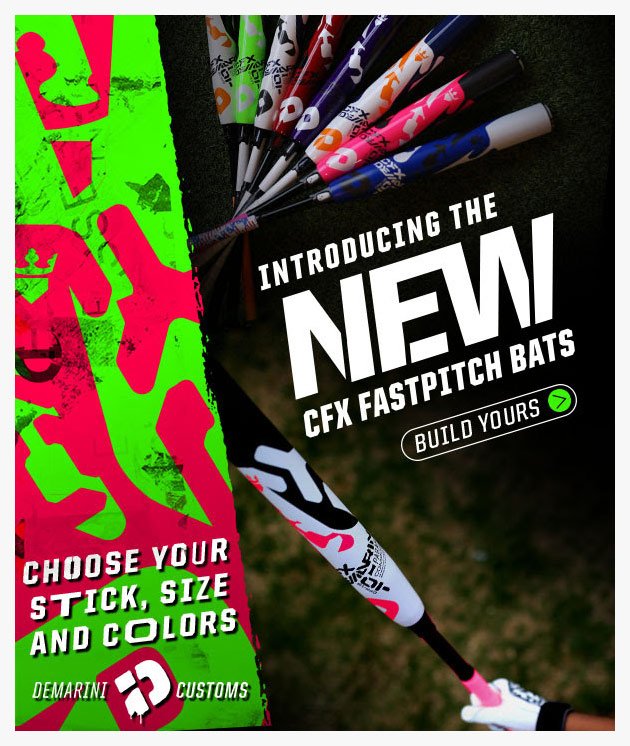 JustBats's tweet image. NEW! The @DeMarini CFX #Fastpitch bat is now available for customization bit.ly/2qPwylQ #JustBats #CustomBat