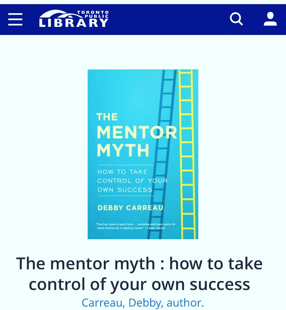 DebbyCarreau's tweet photo. A special thank you Toronto Public Library for recognizing The Mentor Myth as book cover of the month @torontolibrary #book #thementormyth https://t.co/OImz3zXa0q
