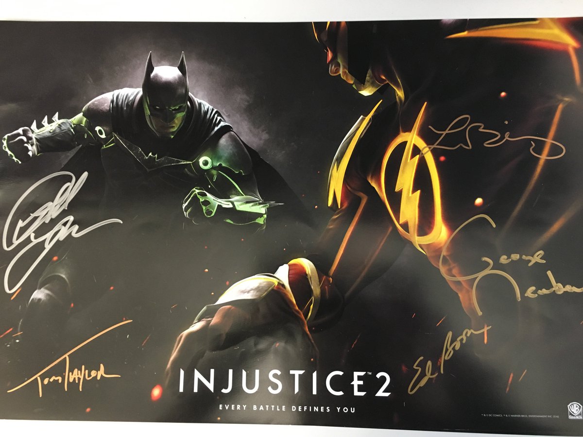 InjusticeGame's tweet image. RT for a chance to win a signed poster by @noobde! Rules: go.wbgames.com/PosterGiveaway Tune-in to the #Watchtower: go.wbgames.com/Watchtower
