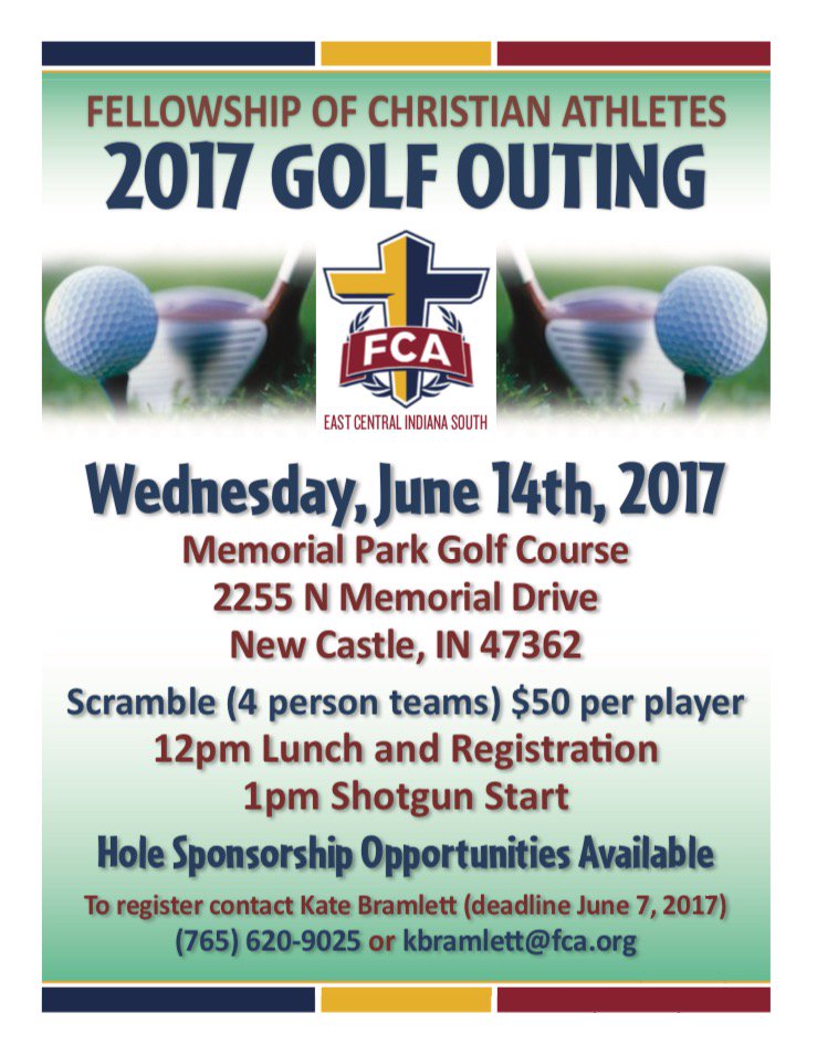 Check out our upcoming golf outing! To register- email kbramlett@fca.org