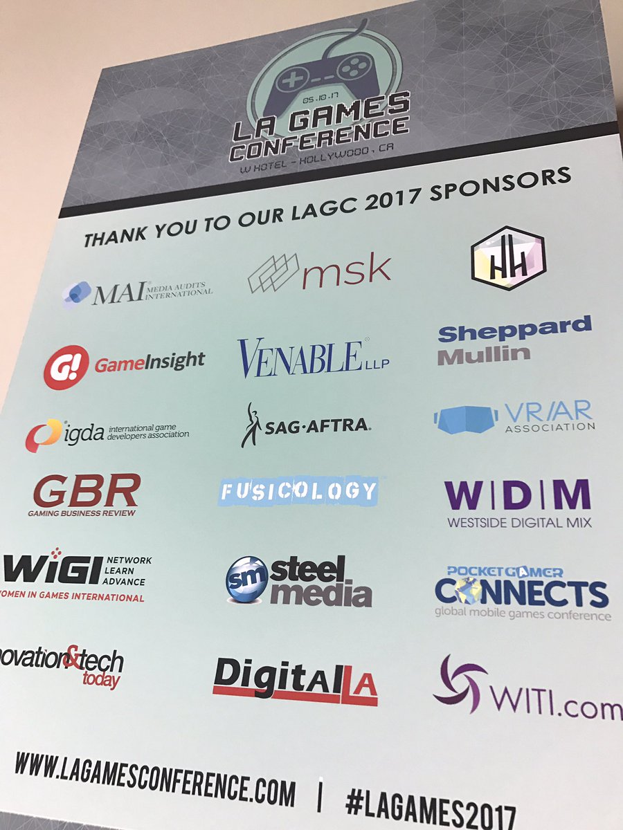 DigitalLA's tweet photo. We are happy to support LA Games Conference today! #LAGames2017 https://t.co/9Q0BaLsKZT