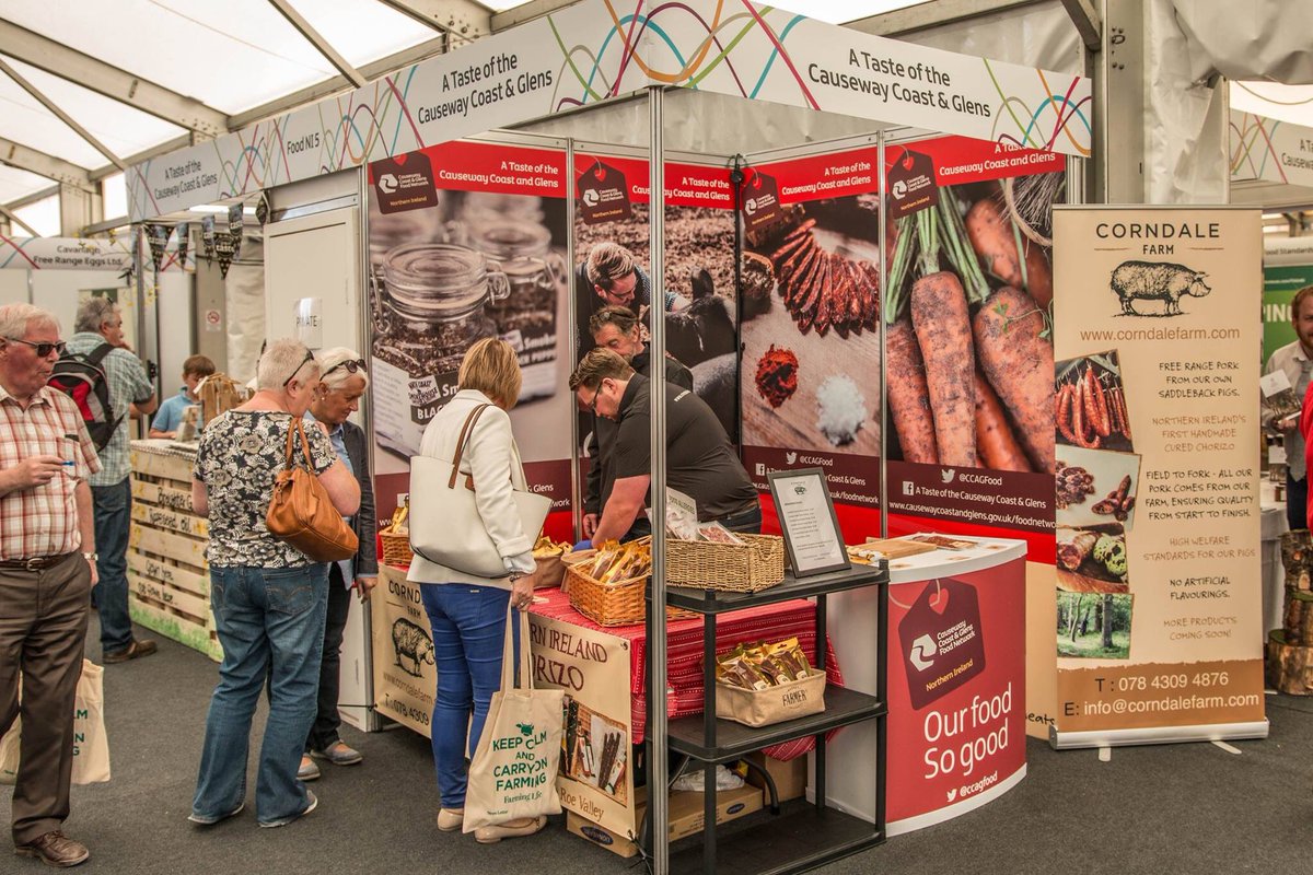 Corndalefarm's tweet photo. Day 1 of @balmoralshow over. Great to talk about our produce on stage with @paula_mcintyre &amp; @broightergold. Roll on day 2. #comegetchorizo https://t.co/htWjlpd5ro