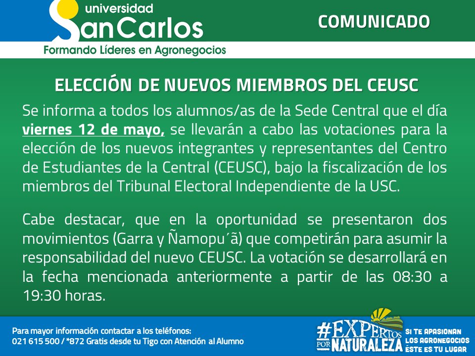 UniSanCarlospy's tweet photo. #COMUNICADOUSC https://t.co/Bv3fpeIrV5