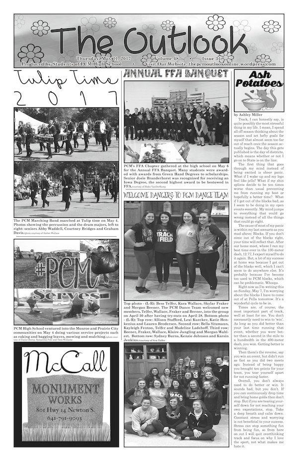 TheOutlook_PCM's tweet photo. ISSUE 31 IS ONLINE NOW! Designed by @tburnsy99 &amp; @kinseyscott19 --
Read it here:

https://t.co/atqTca0i0N https://t.co/SXkb0SMc8h
