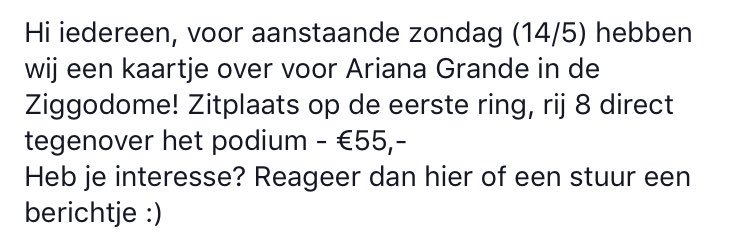 Zoekt iemand een Ariana kaartje?!