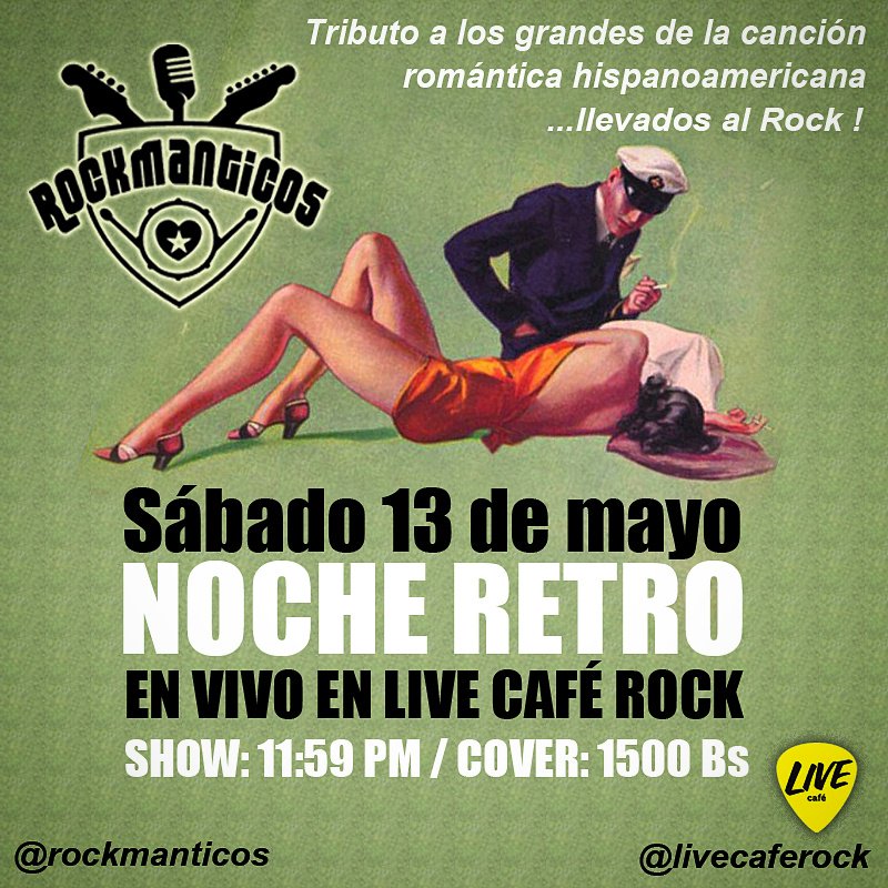 rockmanticos's tweet photo. Saludos a todos ..ajá, esto es el sábado (13 mayo) en @livecaferock donde disfrutaremos con ustedes de esos inolvidables temas Rockmanticos https://t.co/JetdX6YlM5