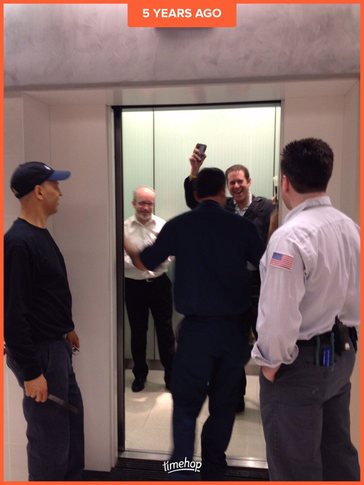 It's been 5 years since <a href="/DougJossem/">Doug Jossem</a> got stuck in the 340 Madison Ave elevator #neverforget @TwitterNYC