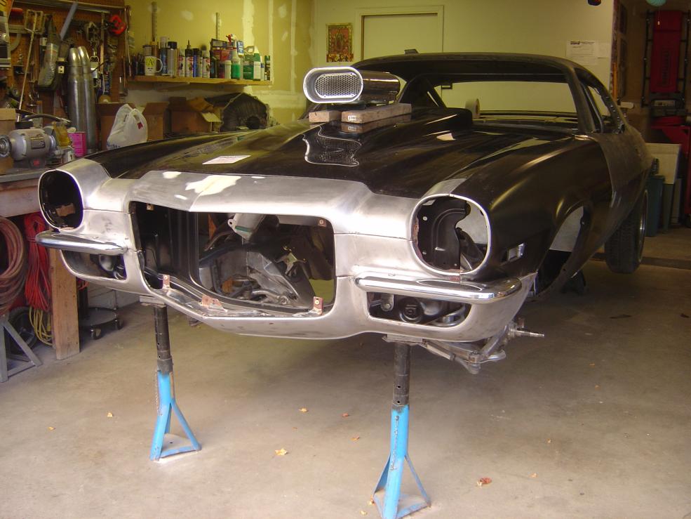 ratpunkseesyou's tweet image. put on new nose n doors #2back at my shop sanded car for more sandable primer #3color I'm going to paint it...waiting on parts n money 2 fin