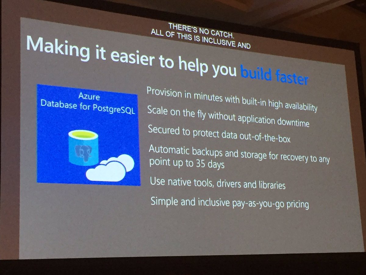 SaloniSonpal's tweet image. Sunil @kamathsun talks about #AzureDBPostgres and how #PostgreSQL is built on Azure Relational Database Platform at his #MSBuild session