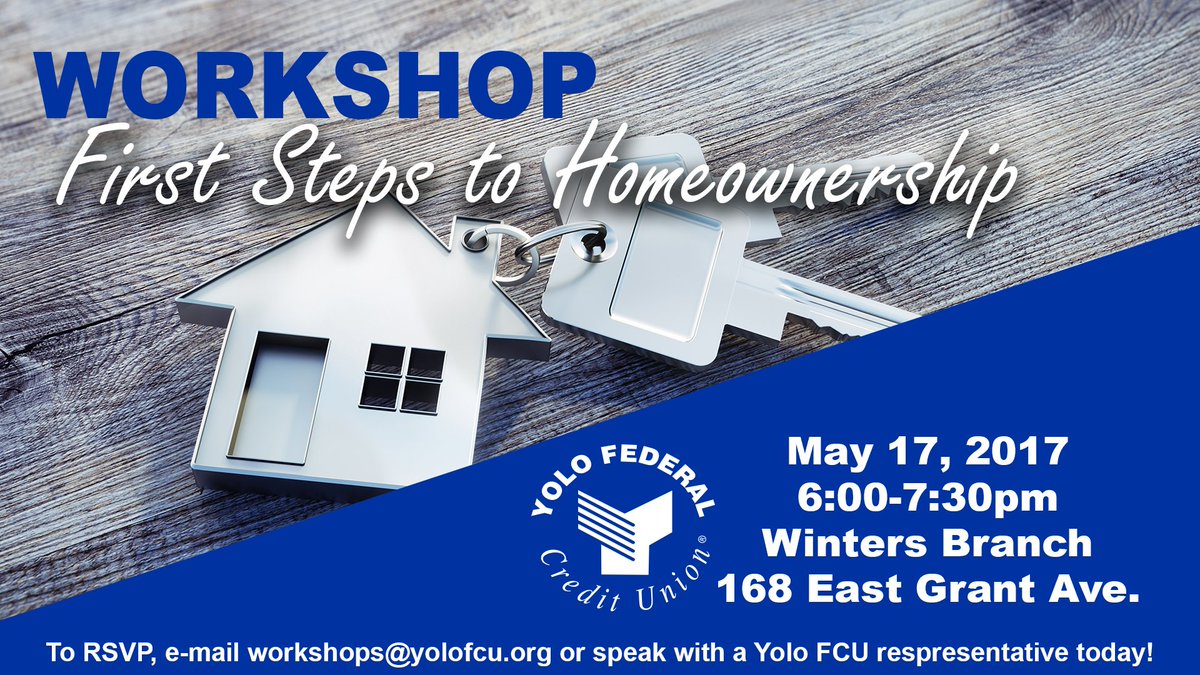Don’t forget to RSVP for next week’s workshop at the #YoloFCU Winters Branch: bit.ly/2oQ9hzQ
