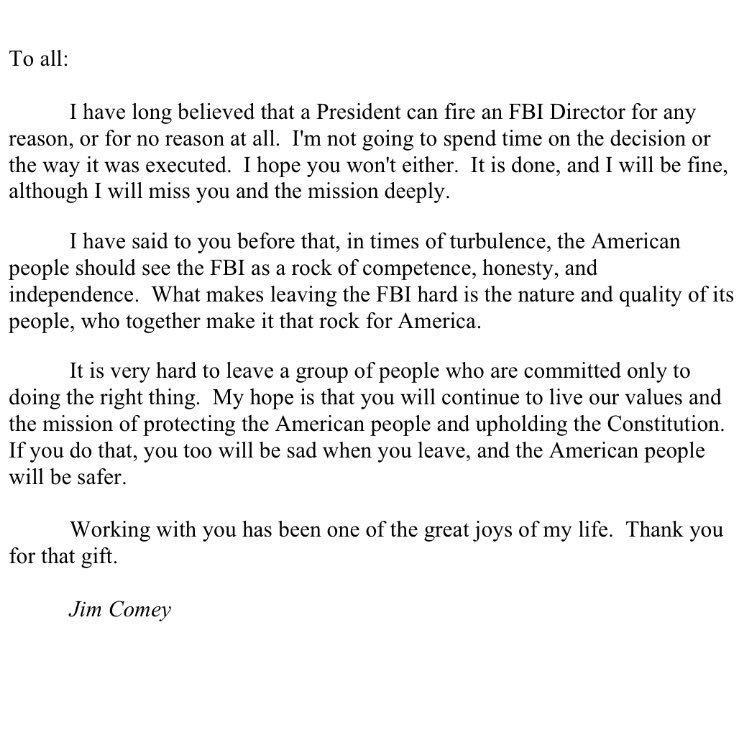 thank you letter to the as farewell malloy on quot comey s farewell and thank thank you letter to the as farewell malloy on quot comey s farewell and thank
