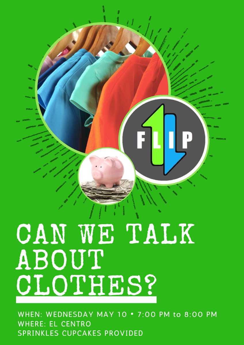 StanfordFLIP's tweet photo. Tonight @7PM: How do you feel about thrifting as an aesthetic vs out of necessity? Sprinkles cupcakes provided! https://t.co/TSYZZ09jgt