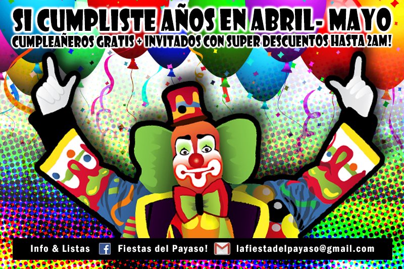 Atencion! si cumplsite años o estas por cumplir, te invitamos a festejar con nosotros! Este Sabado en <a href="/fiestadelpayaso/">Fiestas Del Payaso!</a>  #Disfraces #Circo