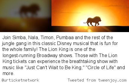 urticketnetwork's tweet image. Theater: The Lion King Tickets invol.co/cly0W