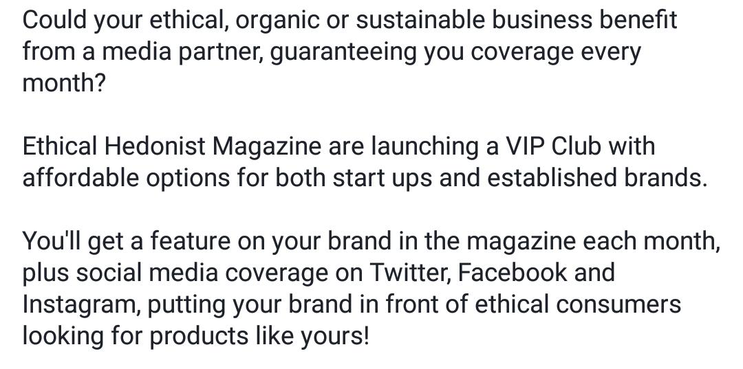 181streetcomms's tweet image. Want a media partner who puts your #ethical or #sustainable business in front of ethical customers every month? #PR crowdfunder.co.uk/ethicalhedonist