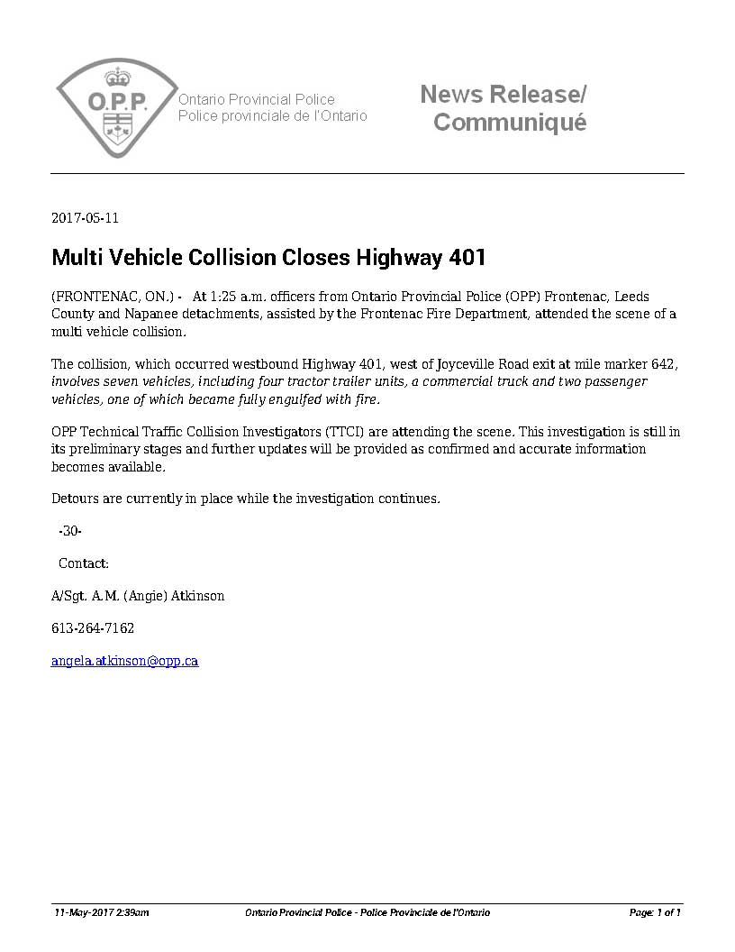 OPP East on Twitter "OPP are on scene of a serious multi veh collision