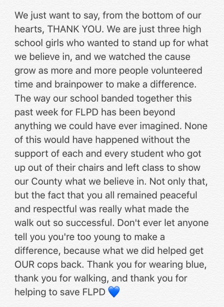 saveflpd's tweet photo. FLPD is guaranteed at least 3 more years of service largely in part to you, so THANK YOU #FLPDforever 💙 https://t.co/niPyGSmM4w
