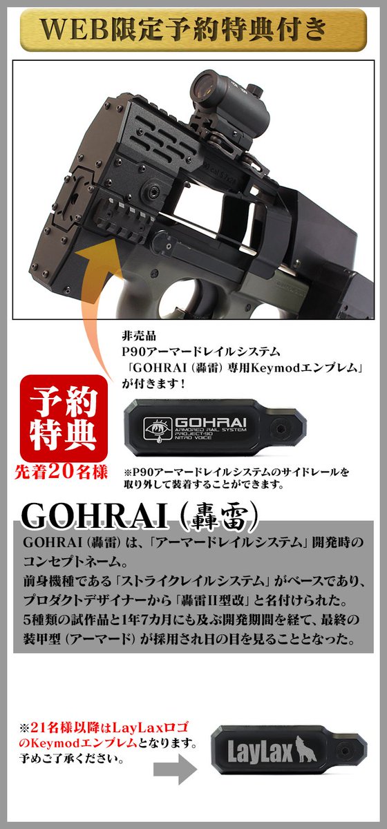 P90 TR LayLaxアーマードレイル ライラクス p90 アーマードレイル