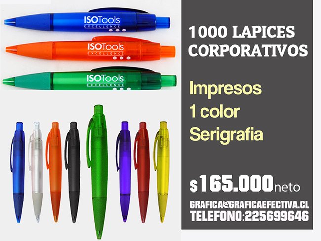 LAPICES PROMOCIONALES 1000 UNIDADES $ 165.000 +IVA