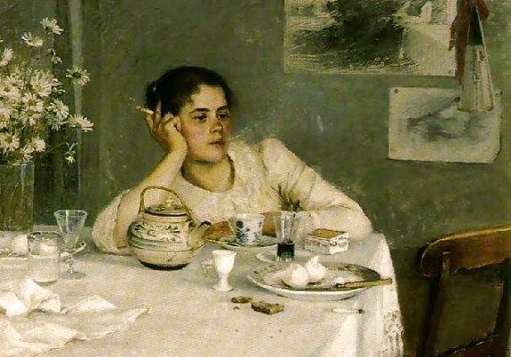 womensart1's tweet photo. After breakfast, c.1900 by Finnish painter Elin Danielson-Gambogi #womensart https://t.co/HDL85TBUil