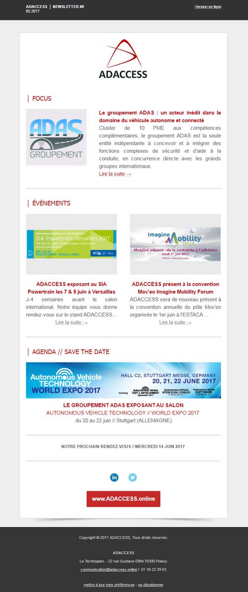 La Newsletter #7 est en ligne ! A la une : focus sur le groupement ADAS, ADACCESS exposant au SIA Powertrain... >> adaccess.online/newsletter-8-m…