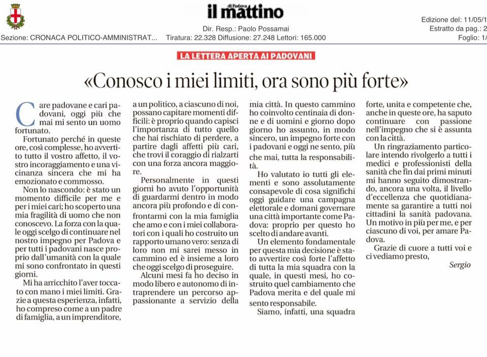 Sergio #Giordani prossimo sindaco di #Padova : uomo forte con una grande umanità! <a href="/SergioGiordani_/">Sergio Giordani</a> <a href="/GiordaniSindaco/">GiordaniSindaco</a> <a href="/mattinodipadova/">il mattino di Padova</a>