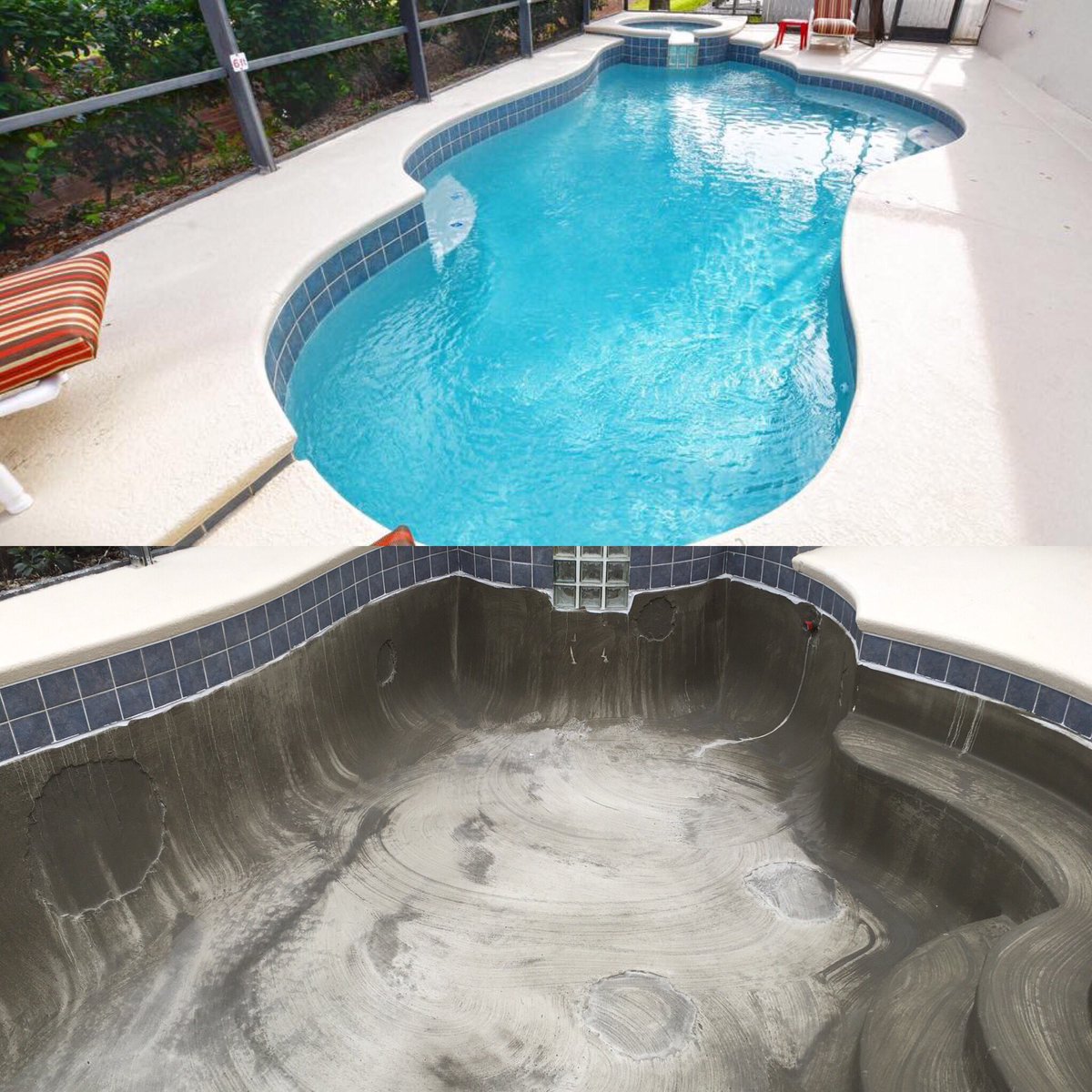 bloomingvillas's tweet photo. #ThrowbackThursday pool resurface bottom is before and the top is the amazing finished result #florida #bloomingvillas https://t.co/8spfGYzEFv