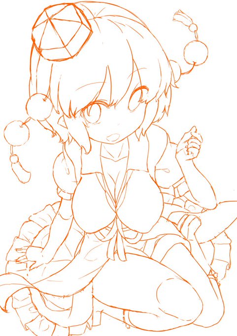 文ちゃんラフ。天空璋バージョンで描こうと思ったけど、良く考えたらそんなに既存とデザイン変わんないや 