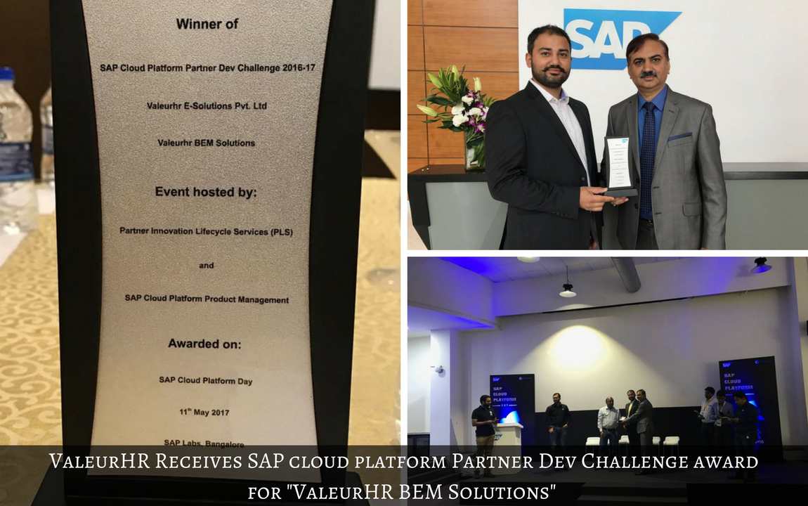 ValeurHR's tweet photo. #ValeurHR receives the #SAP #Cloud Platform Partner #Developer Challenge Award ( 2016 - 17 )  at  #Bengaluru for it's "BEM Solutions" https://t.co/mP76N3YMju