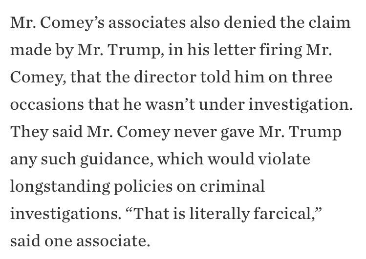 RoseCharade's tweet photo. Trump claimed Comey told him three times he's not under investigation. Comey... https://t.co/7zTGBgzV7o by #JRehling via @c0nvey https://t.co/vmAGYAR5Nj