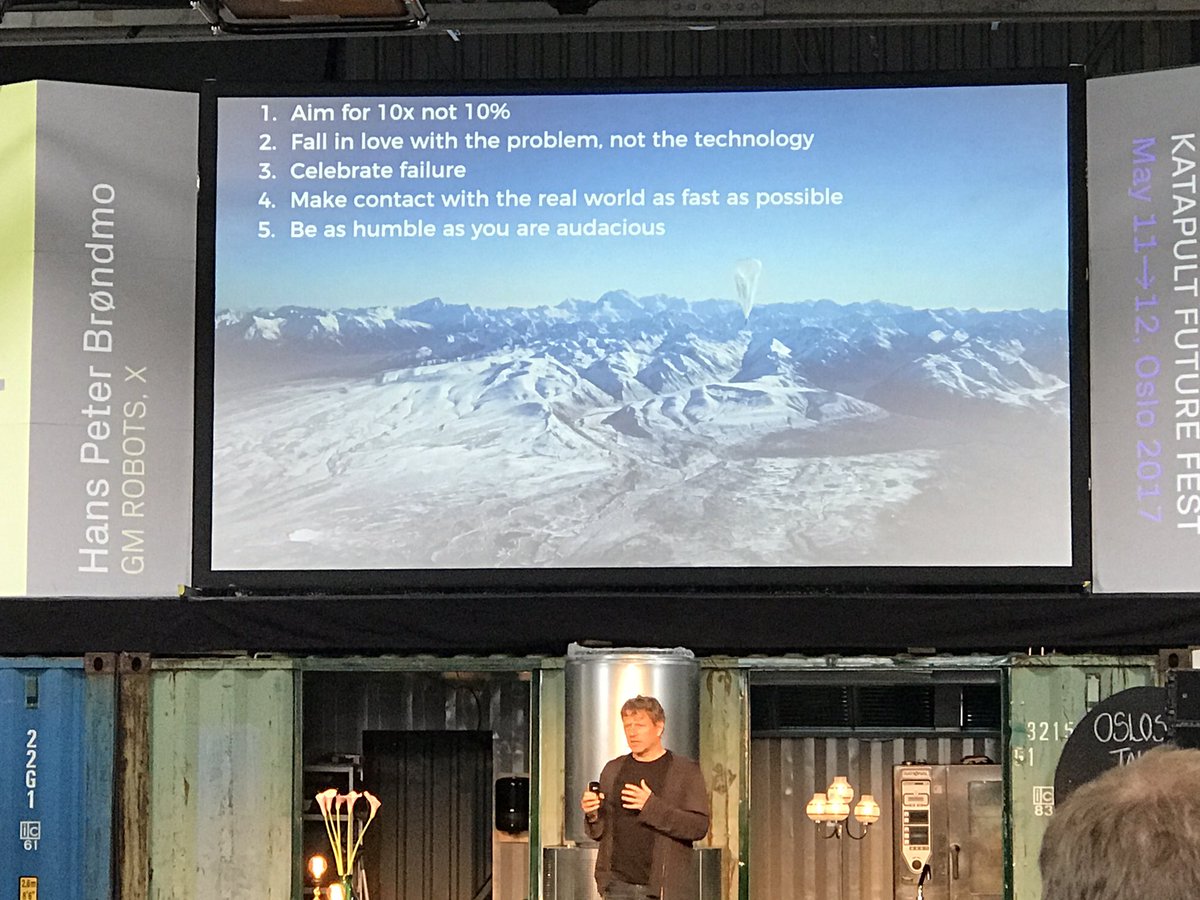 EspenHDaae's tweet photo. Hans Peter Brøndmo of X speaking at Katapult. Aim for 10x, not 10%. Be as humble as you are audacious. Inspirational! https://t.co/n3BZvTqTxC